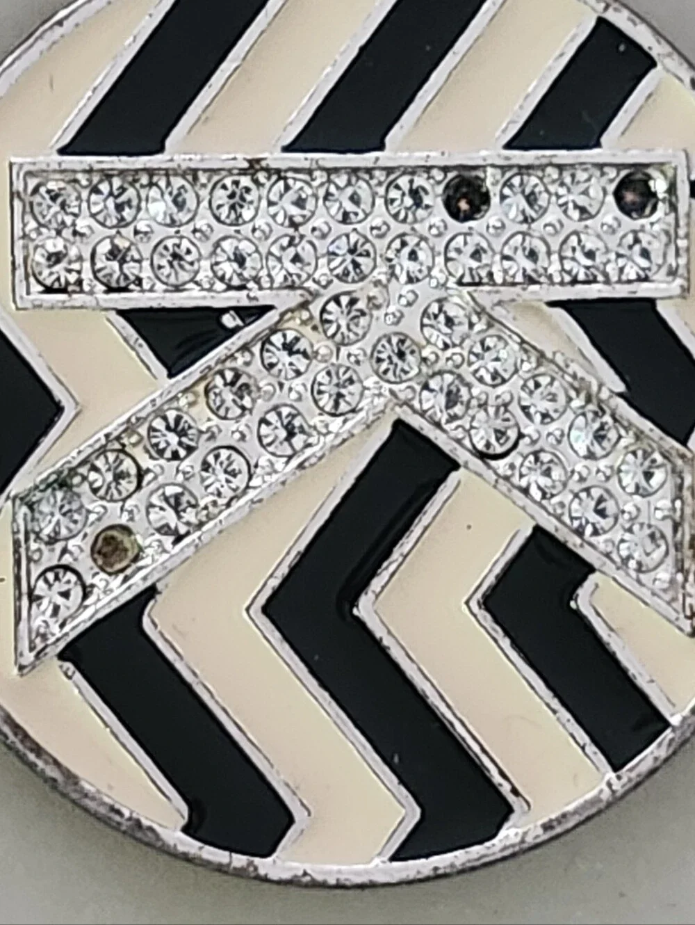 Crystal K Initial Chevron Keychain - Black & Cream